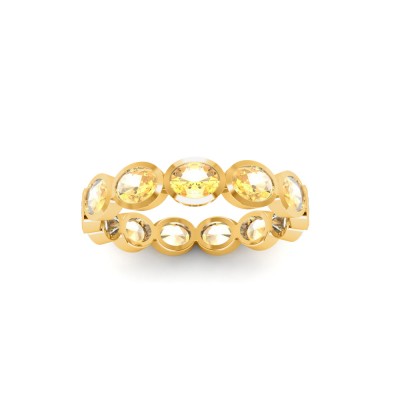 Citrine Oval Birthstone Bezel Eternity Wedding Ring