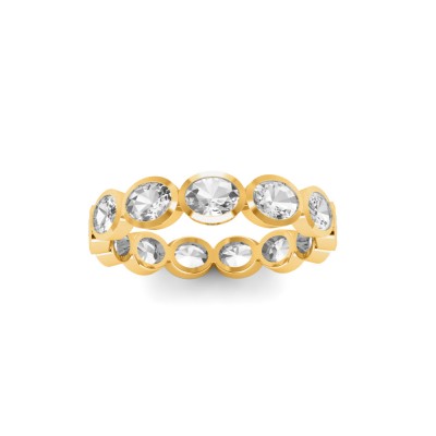 CZ Oval Birthstone Bezel Eternity Wedding Ring
