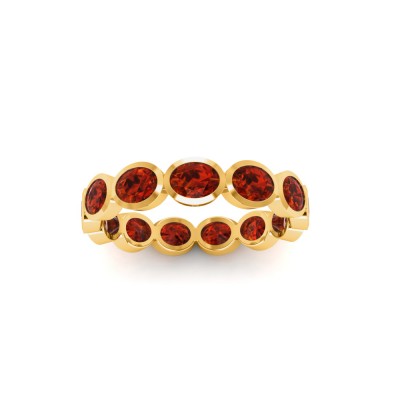 Garnet Oval Birthstone Bezel Eternity Wedding Ring