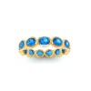 Blue Topaz Oval Birthstone Bezel Eternity Wedding Ring