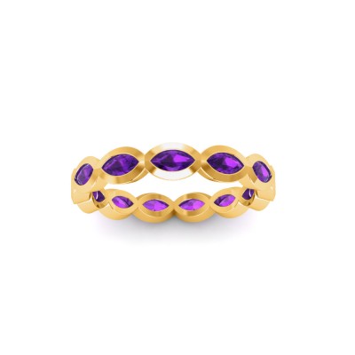 Amethyst Marquise Birthstone Bezel Eternity Wedding Ring