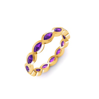 Amethyst Marquise Birthstone Bezel Eternity Wedding Ring