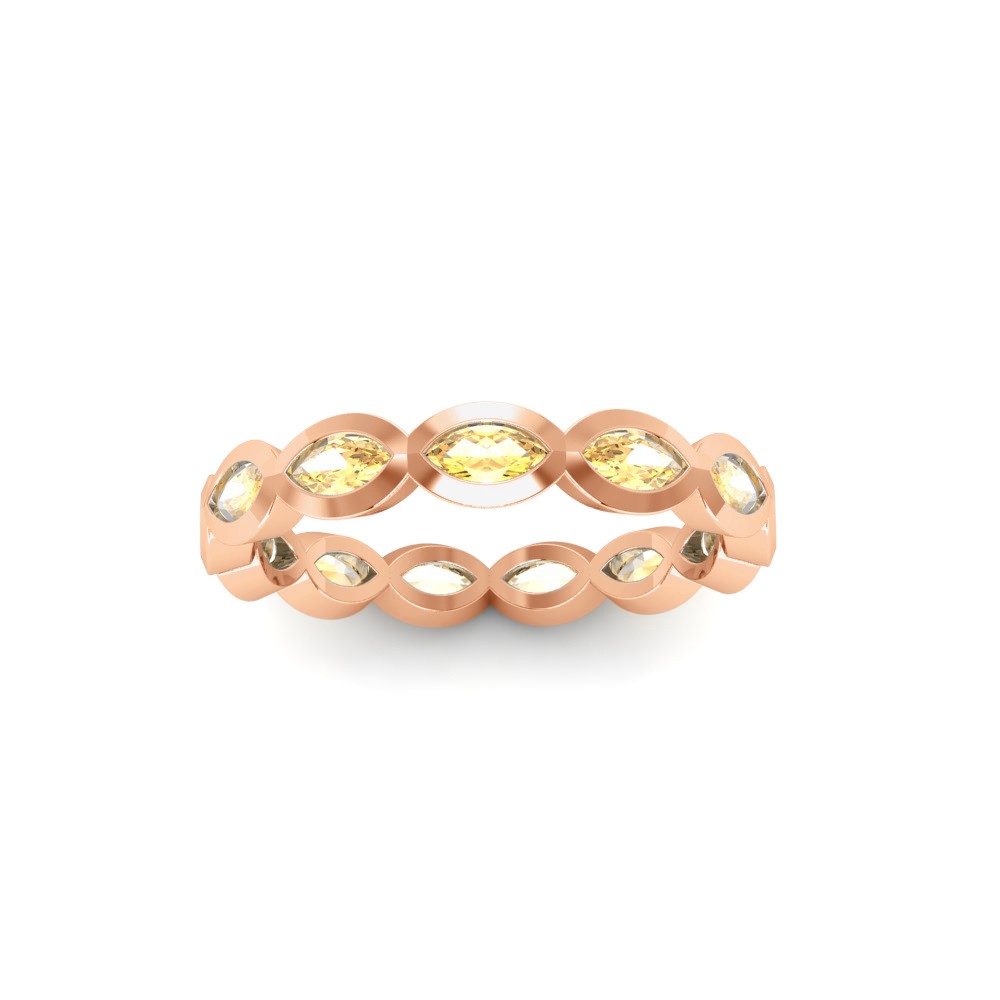 Citrine Marquise Birthstone Bezel Eternity Wedding Ring