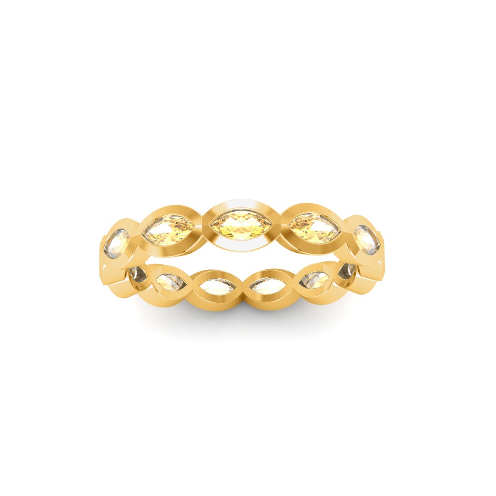 Citrine Marquise Birthstone Bezel Eternity Wedding Ring