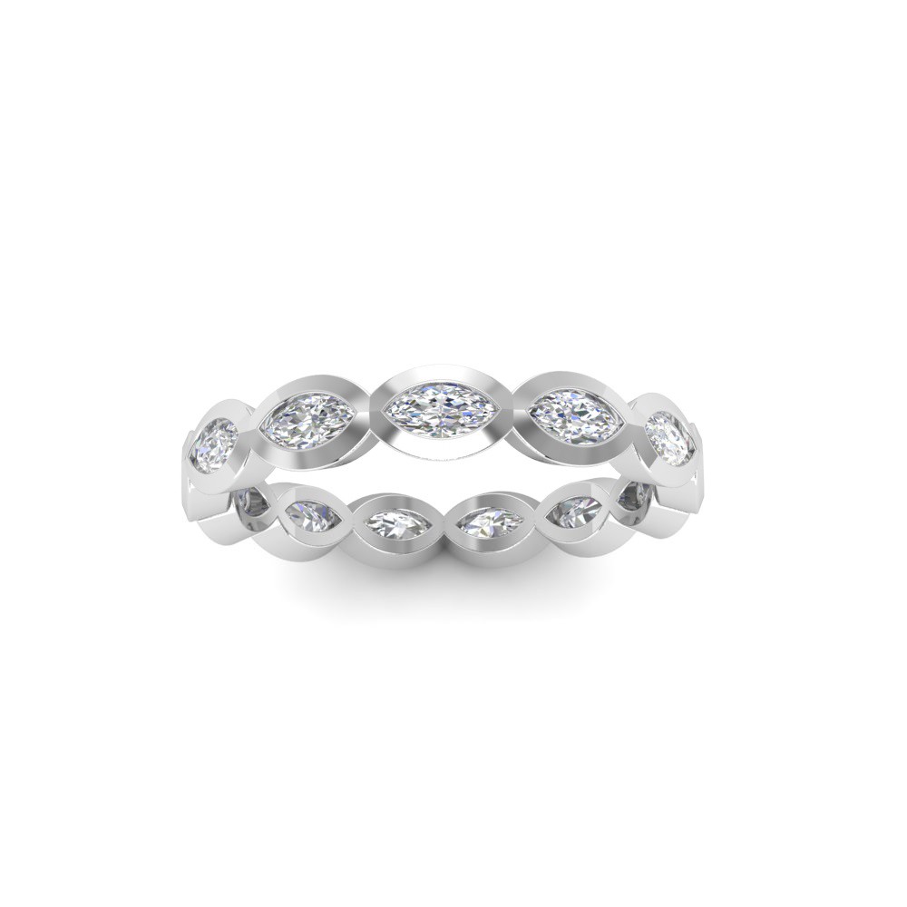 Lab Diamond Marquise Birthstone Bezel Eternity Wedding Ring