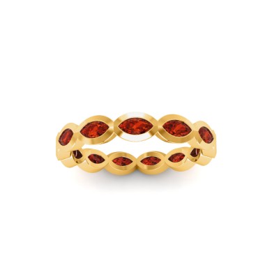 Garnet Marquise Birthstone Bezel Eternity Wedding Ring