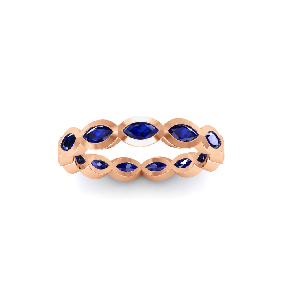 Sapphire Marquise Birthstone Bezel Eternity Wedding Ring