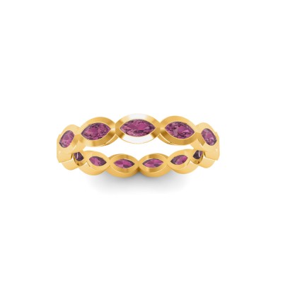 Tourmaline Marquise Birthstone Bezel Eternity Wedding Ring