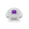 Amethyst Round Birthstone Signet Ring