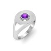 Amethyst Round Birthstone Signet Ring