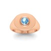 Aquamarine Round Birthstone Signet Ring