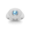 Aquamarine Round Birthstone Signet Ring