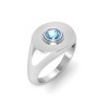 Aquamarine Round Birthstone Signet Ring