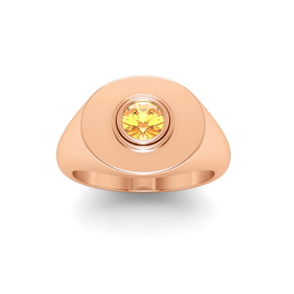 Citrine Round Birthstone Signet Ring