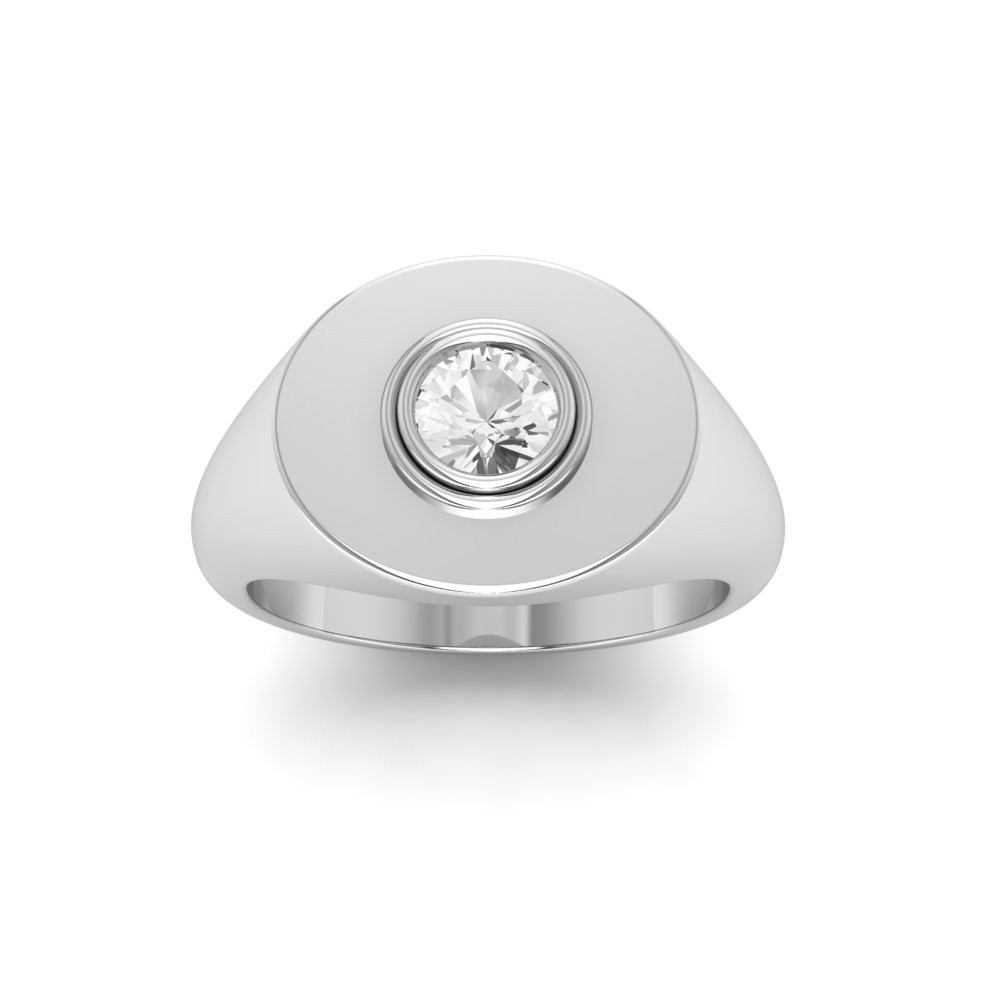 Lab Diamond Round Birthstone Signet Ring