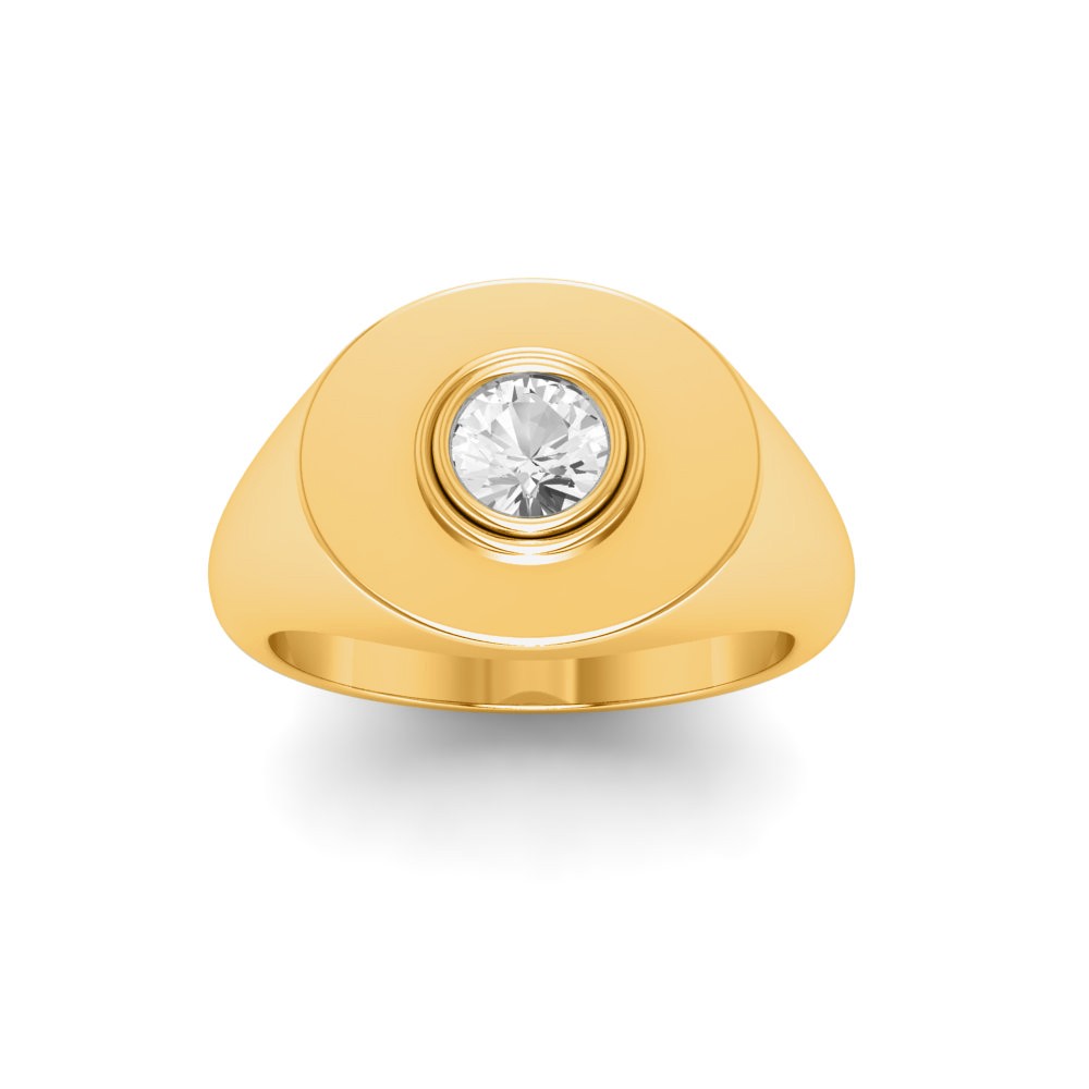 Lab Diamond Round Birthstone Signet Ring