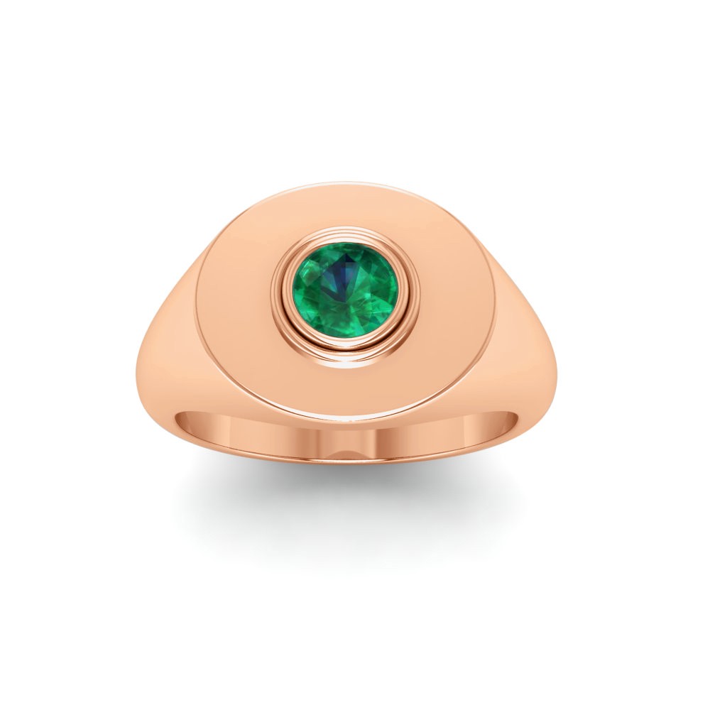 Round Birthstone Signet Ring