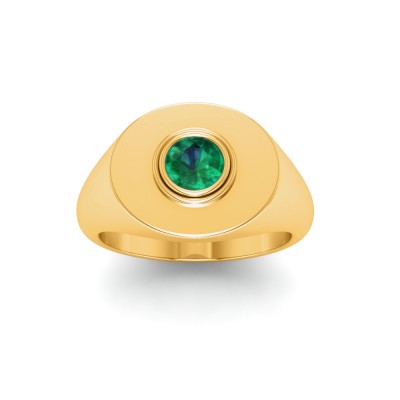 Round Birthstone Signet Ring