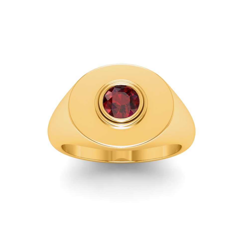 Ruby Round Birthstone Signet Ring