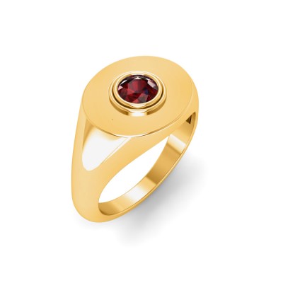 Ruby Round Birthstone Signet Ring