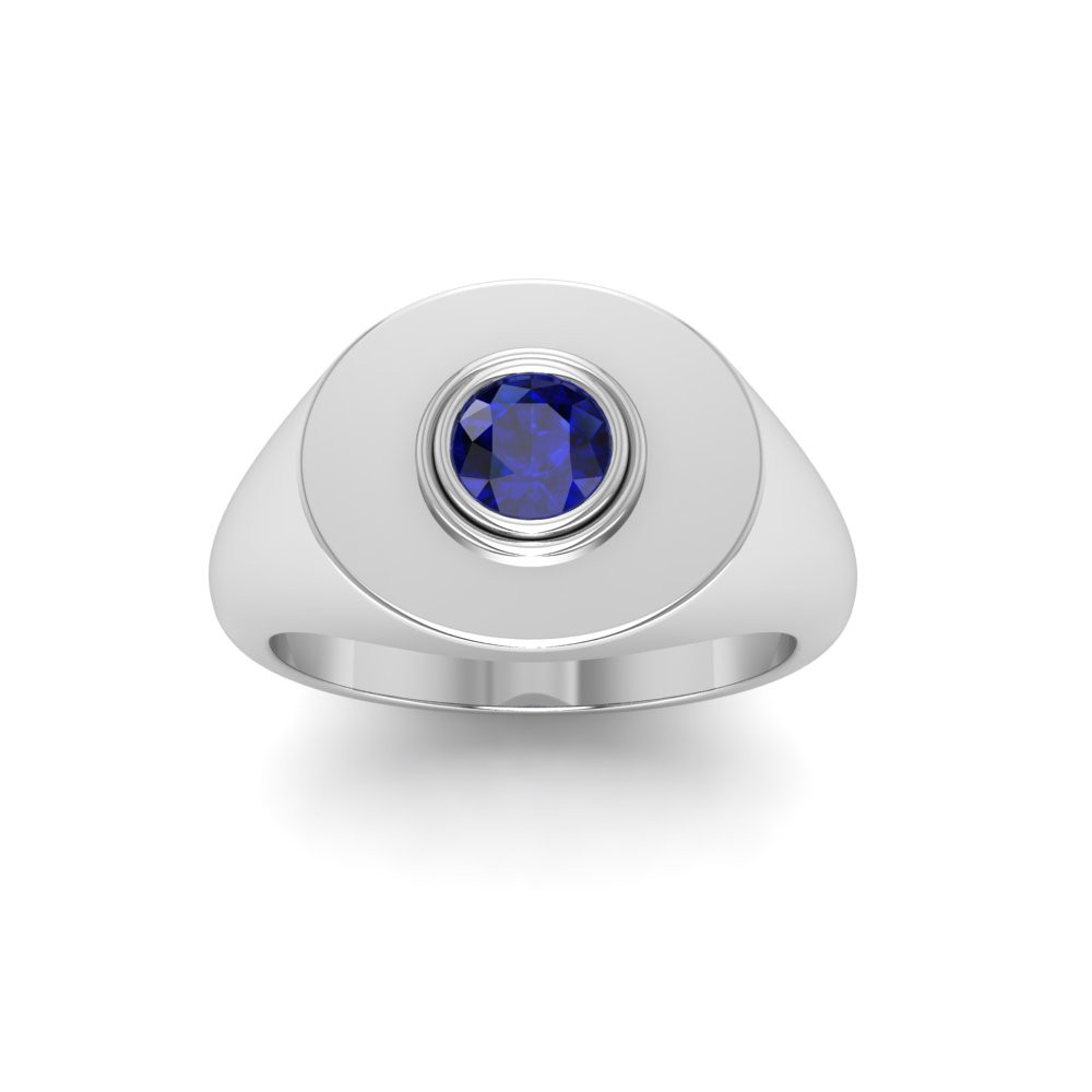 Sapphire Round Birthstone Signet Ring
