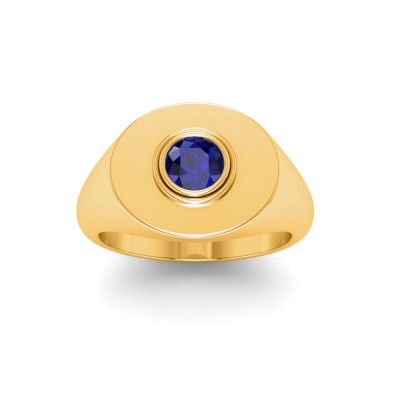 Sapphire Round Birthstone Signet Ring