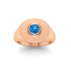 Blue Topaz Round Birthstone Signet Ring