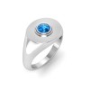 Blue Topaz Round Birthstone Signet Ring