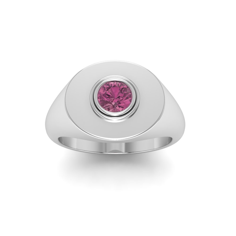 Tourmaline Round Birthstone Signet Ring