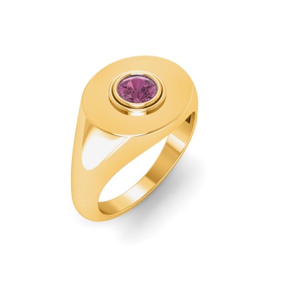 Tourmaline Round Birthstone Signet Ring