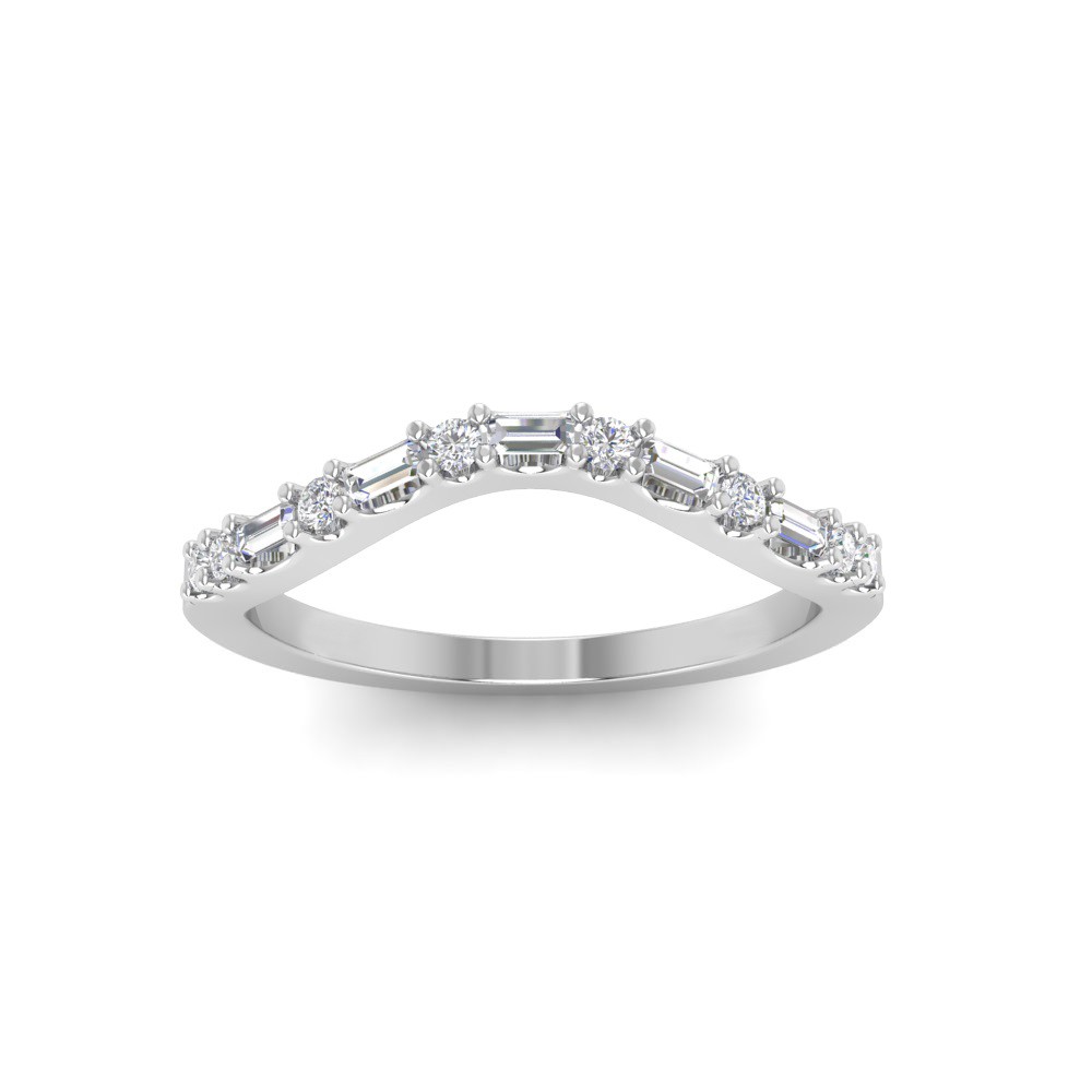 Classic Lab Diamond Baguette & Round Curved Band