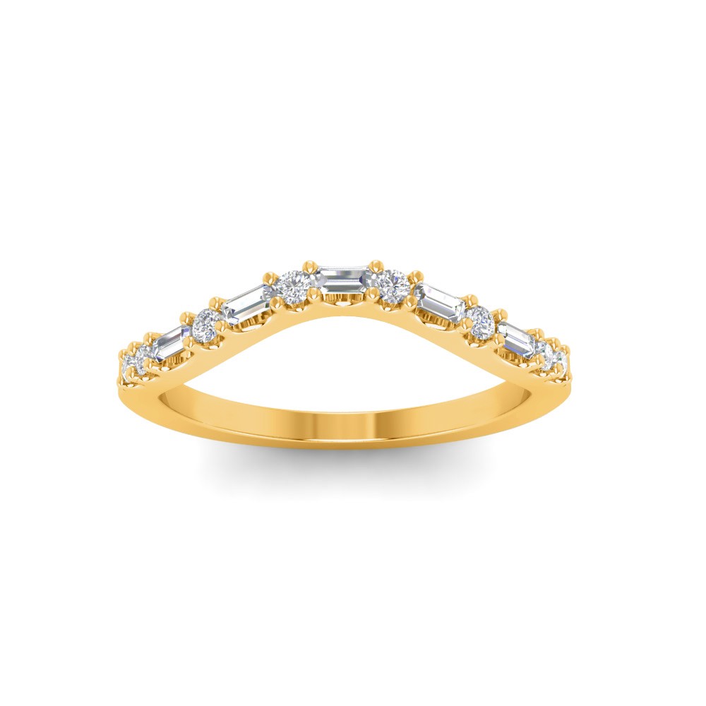 Classic Lab Diamond Baguette & Round Curved Band