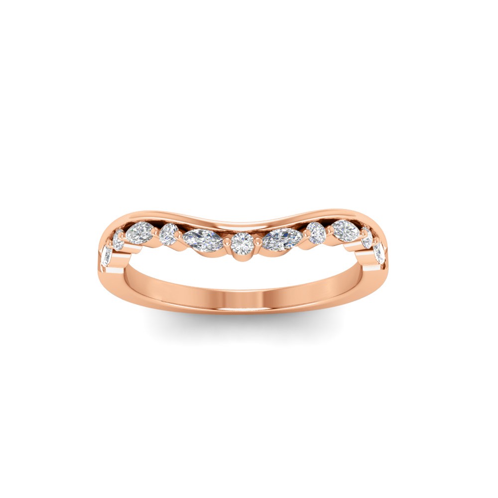 Classic Colorless Lab Diamond Round and Marquise Tiara Curved Band