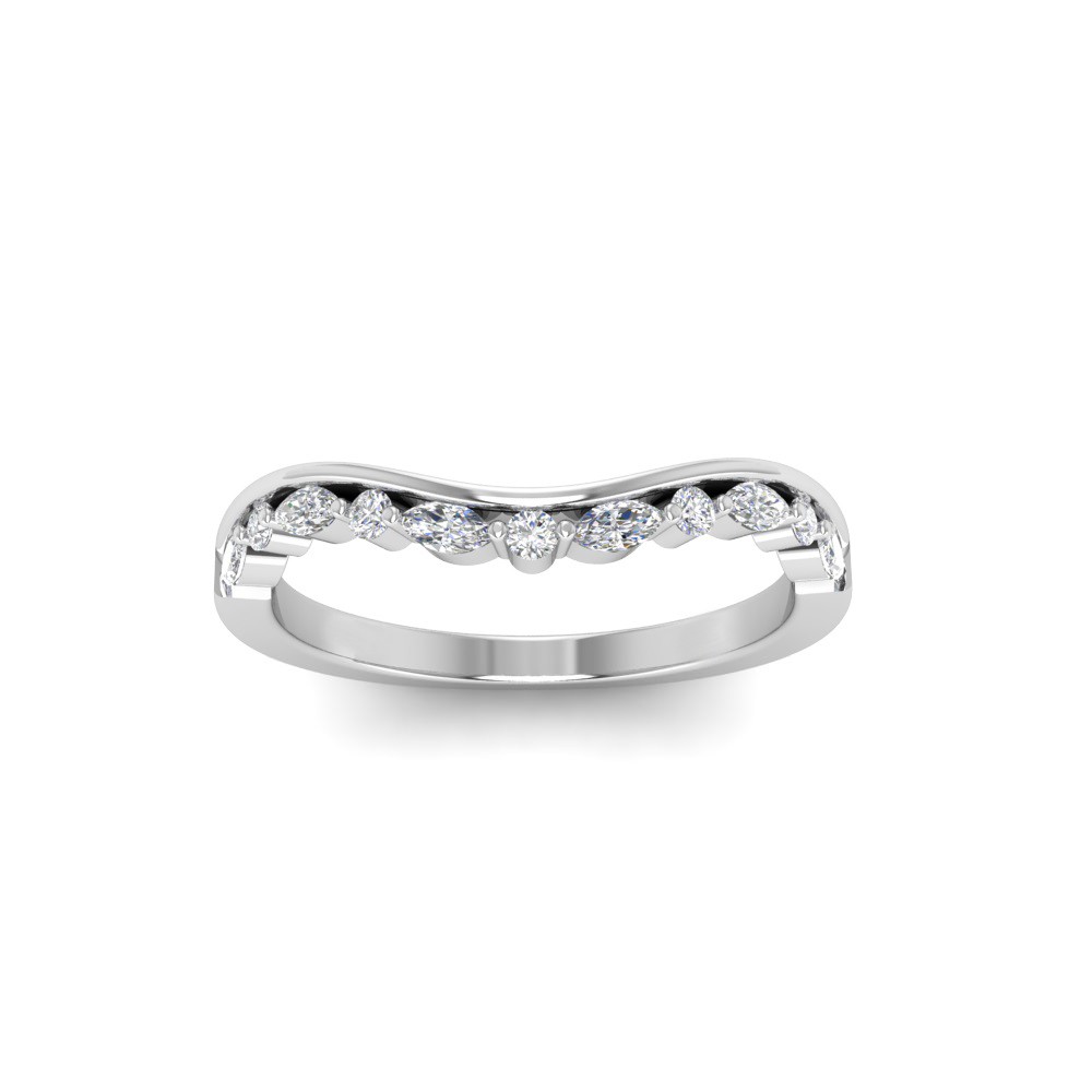Classic Colorless Lab Diamond Round and Marquise Tiara Curved Band