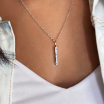 Diamond Pavé Vertical Bar Charm