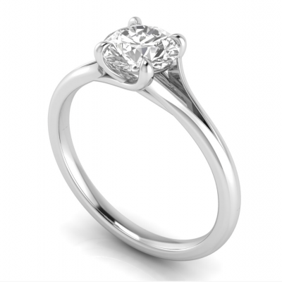 1 Ct Round CZ Split Shank Solitaire Ring