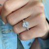 1.40 Ctw Oval CZ Pavé Halo Engagement Ring