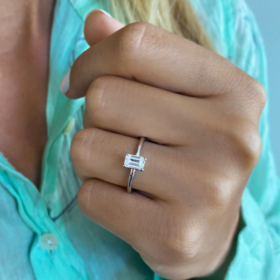.75 Ct Emerald CZ Solitaire Ring