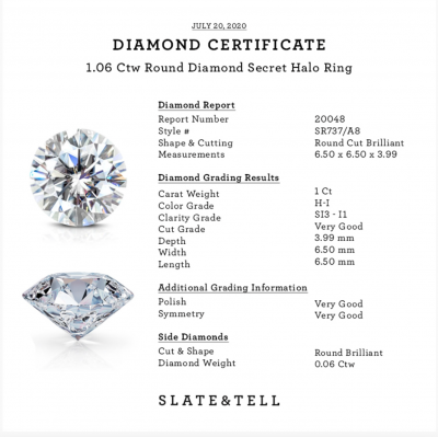 1.06 Ctw Round Diamond Secret Halo Solitaire Ring