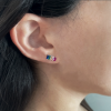 Silver Rainbow CZ Baguette Bar Stud Earring