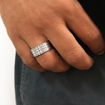 Basket Weave Wide Men's Ring