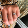 2.10 Ctw Emerald CZ Secret Halo Engagement Ring