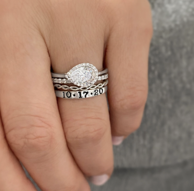 Perfect Pear Personalized Engagement Ring Stack