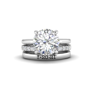 4.21 Ct Round CZ Hidden Halo Personalized Engagement Ring Stack