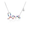 Rainbow CZ Script Love Necklace