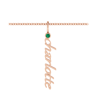 Vertical Birthstone Script Name Necklace
