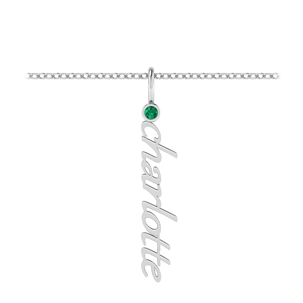 Vertical Birthstone Script Name Necklace