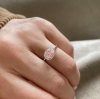 1 Ct Pear Morganite & .40 Ctw Diamond East West Halo Engagement Ring