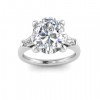 4 Ct Oval Moissanite & .30 Ctw Lab Diamond Tapered Baguette Engagement Ring