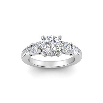 2.42 Ctw Round Moissanite Five Stone Engagement Ring